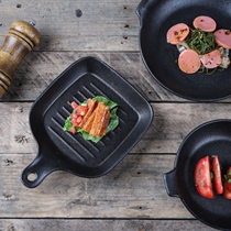 Single ear square ceramic baking dish baking bowl salad bowl with handle oven baking plate black frosted flat bowl