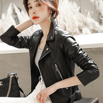 2021 autumn new Haining sheepskin leather leather womens short motorcycle Korean version thin jacket jacket tide