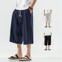 Linen Pants Mens Seven Pants Summer Broadlegged Pants Big Code Loose Casual Shorts China Craze Cotton Linen 7 Pants