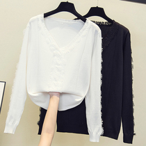 Plus-size fashion age-reducing temperament womens clothing 2023 spring new western-style knitted top fat sister sweater bottoming shirt