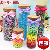 Cylindrical Star bottle Thousand Paper Crane bottle cork glass bottle wishing storage bottle drift bottle vase gift bottle