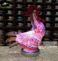 Wonderful glaze gift car front glaze ornaments bookcase jewelry glass night light color stripe light transparent Rooster