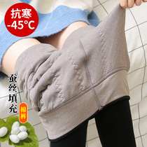 Autumn and winter velvet leggings women wear thickened high-waisted stepping silk cotton pants thin and warm