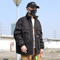 Winter mens cotton coat loose tooling bread wear youth Korean trend thickening warm cotton padded jacket