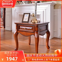 Guanglan American all solid wood coffee table simple small apartment retro corner couple European style sofa side cabinet small coffee table 1359