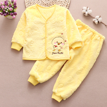 Baby Warm Suit Flannel Thickened Child Gushed Boy Pyjamas Girl Winter Baby Autumn Clothes Autumn Pants