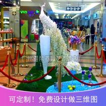 Simulation floral peacock sculpture shopping mall DP point Duitou Mei Chen scene Green plant landscaping custom wedding props
