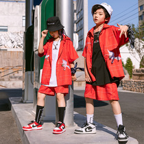 Childrens street dance tide clothes summer performance clothes girls jazz dance clothes performance clothes boys hip-hop red suit cool handsome
