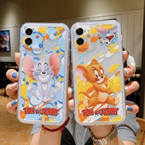 iphone11promax phone case Apple 12 cat and mouse x transparent xr silicone xsmax all-inclusive por cartoon 8plus ultra-thin 7p couples se protection
