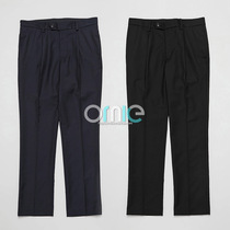 Shibuya conquest glossy silk soft drape shun TR business leisure commuter single pleated slim tapered small foot trousers