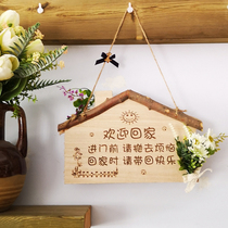 Wooden shop signboard business Welcome to the house number creative family rules Family training listed door decoration customization