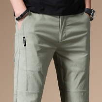 Ice silk casual pants mens loose summer thin straight pants mens Korean version of the trend wild middle-aged mens pants