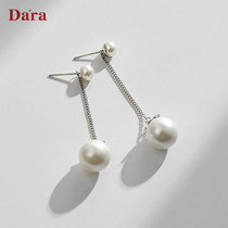 Daila s925 silver needle temperament drop earrings long earrings female Korean version of personality without pierced ears pendant wild ear clip