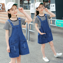 CUHK Tong Xia dress girl foreign air suit dress 80 10 Primary school student girl 11 Cowboys 13 Harness Skirt 12-15