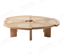 Modern Chinese-style solid wood rattan coffee table Nordic living room home small-sized homestay model room leisure reception tea table