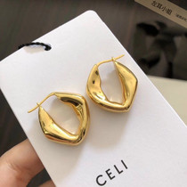 celi wind superior sense geometric earrings female brass gilded profiled earrings temperament minimalist lukewarm INS wind