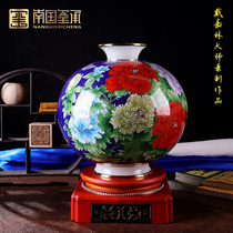 Jingtai Blue Vase Swing Piece Ethnic Specialty Handicraft Pinched Enamel Vase Living Room Door Hall Swing Piece Abroad Gift