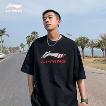 Li Ning Mens Short Sleeve T-shirt 2021 Summer New Loose Thin Breathable Top ins Style Casual Black Half Sleeve