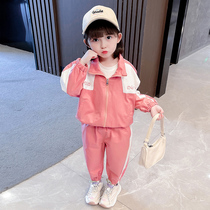 Girl set spring autumn 2022 New Tide childrens dress Foreign color Net red baby Spring Spring Spring two-piece set