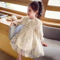 Korean girl dress autumn 2021 New Long Sleeve lace skirt spring and autumn foreign style female middle child princess dress