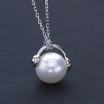 Pure silver S925 silver necklace female Korean version bezhu cartoon headphone with pearl pendant set chain silver jewelry