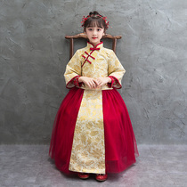 Girls costume Hanfu New Year dress cheongsam children Chinese style Tang costume New Year dress baby New Year dress Spring and autumn costume