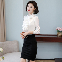 Chiffon shirt women's long sleeve 2022 spring new Joker fashion bottoming foreign style small shirt temperament collar white shirt