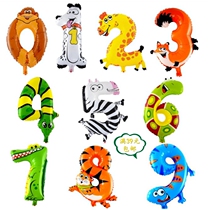 Cartoon animal digital balloon baby birthday arrangement children super cute cartoon shape aluminum film balloon