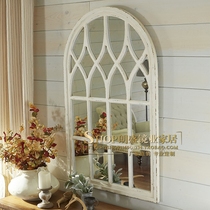 European-style entrance art decorative mirror simulation window American background wall creative fake window wall wall-mounted fireplace mirror