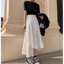 Irregular 100 Pleat Snowspun Half Body Dress Children Spring 2021 New Korean Version High Waist A Word Cake Skirt Big Swing