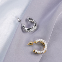 HeyJewel two or three ornaments net red hand-carved wax irregular pearl small earrings female design earrings