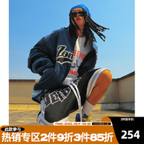 ZONEiD2022 autumn and winter American tide brand West Coast embroidered baseball jacket mens stand-up collar plus velvet all-match top