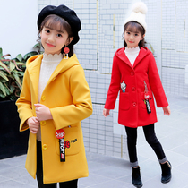 Girls double-sided woolen coat autumn and winter clothes 2021 new children Korean version of Big children Foreign style long Nizi coat