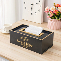 Simple wooden household paper tissue box living room desktop coffee table car home creative cute paper pumping tube