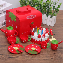 Wooden simulation birthday cake cut fruit house boy and girl kitchen toy baby infant child 3 years old