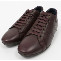 Special 499-GF wine red lace-up low-top casual leather shoes mens shoe edge zipper design cowhide leather