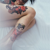 She painted Japanese geisha beauty pattern tattoo sticker big picture thigh cover scar on the leg waterproof woman lasting