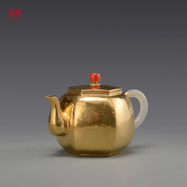Japanese fine workshop gold kettle thousand feet gold pure gold 999 kettle handmade mouth made of pure gold small urgent whisker
