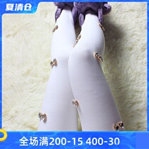 Winter velvet thickened handmade bow diamond tights Luxury flash diamond stepping socks Velvet white socks