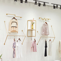 Nordic hangers clothing store display stand on the wall gold hanging childrens clothing shelves womens clothing store wall-mounted display rack