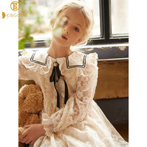 Italian Erginio girl dress autumn 2021 new mesh lace foreign style long sleeve princess skirt