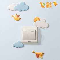 Cloud bird switch stickers modern simple 3d wall stickers living room hipster socket decoration creative stickers