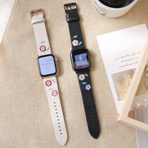 Applicable to applewatch6 strap SE leather Apple Watch iwatch5 generation of litchi embroidery girl 4 wristband 40mm44 creative 38 personality 42 couples Tide brand