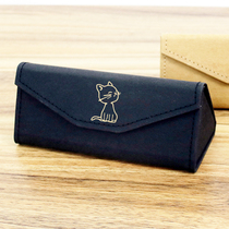 Cat glasses case convenient anti-pressure retro literary ins personality Japanese lightweight folding girl heart simple and cute