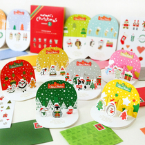 Christmas Day greeting card boxed creative handmade solid blessings greeting cards 10 cards 10 sheets of 39 stickers