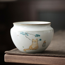 Ru Kiln Built Water Small Tea Wash Ceramic Water Toon Ru Porcelain Cup Wash Dry Tea Scum Bucket Kyu Fu Tea Accessories