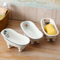 ins Nordic drain soap box Creative personality cute soap dish Bathroom ceramic soap box Toilet soap holder