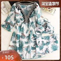 New hot spring skirt split conservative flat angle long-sleeved bikini three-piece cover belly thin large size swimsuit women