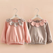 Baby flower long sleeve T-shirt 2019 spring new girls childrens clothing childrens coat base shirt