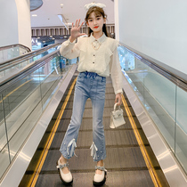 Girl Shirt Spring Autumn Money Children White Lining Clothes Korean Version Fried Street Great Boy Spring Clothing 2022 New Foreign Air Trendy Blouse